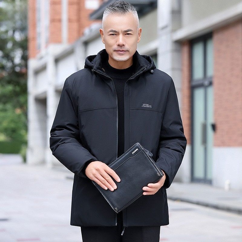 🔥【L-4XL】Moški debel plašč s flis podlogo, topla zimska oblačila za očete srednjih in starejših let