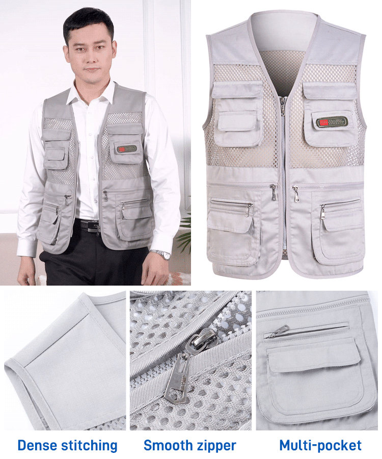 🔥🦺【XL-4XL】🔥 Ежедневен елек с много джобове, подходящ за туризъм, пътуване, риболов и фотография.