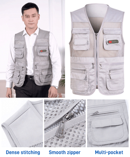 🔥🦺【XL-4XL】🔥 Ежедневен елек с много джобове, подходящ за туризъм, пътуване, риболов и фотография.