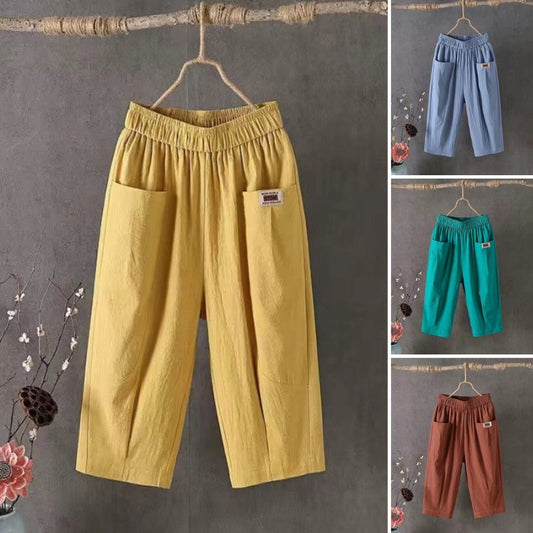 🌈【Reducere de 50%】👖【M-4XL】Pantaloni casual noi, largi, mari, confortabili și versatili, din bumbac și in.