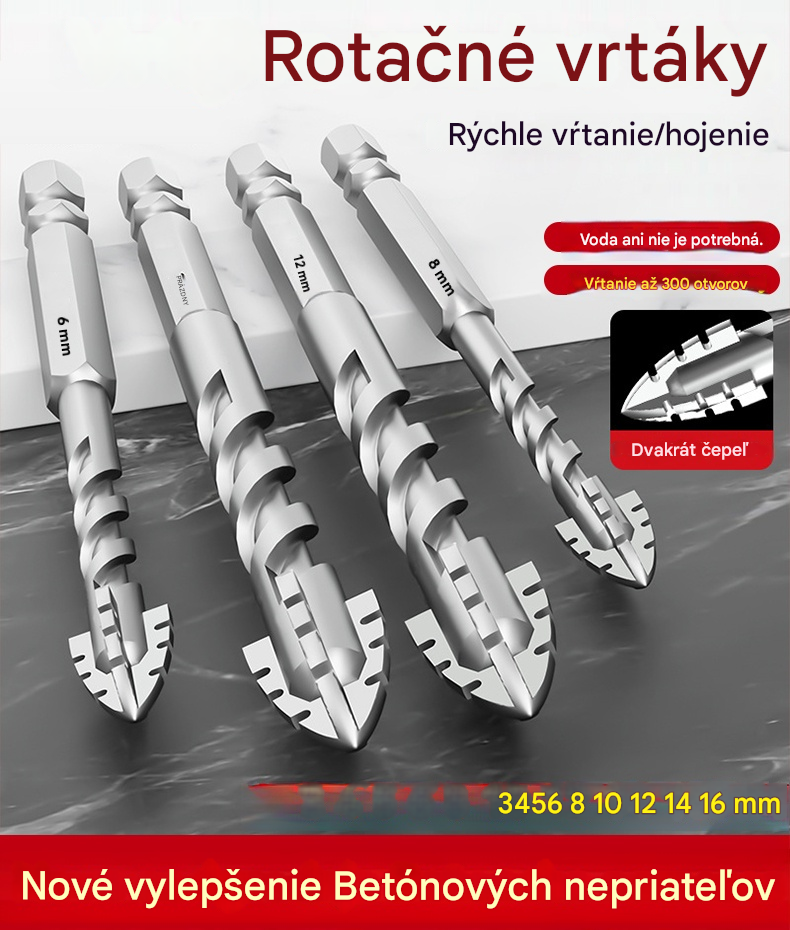 🥇【3+4+5+6+8+10+12+14+16 mm】Excentrický vrták 7. generácie vyrobený zo super tvrdej volfrámovej ocele so zúbkovanou hranou