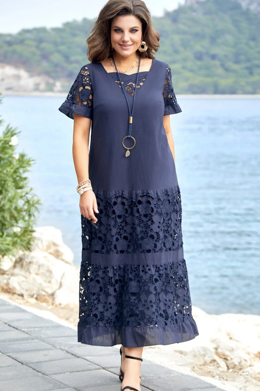 🔥Top hit 2026 Akcia【S–5XL】 Nové módne elegantné šaty s dutou čipkou, ležérne a všestranné