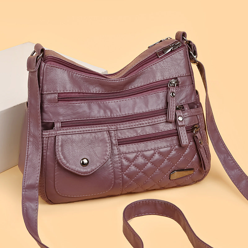 🔥【50% sleva】Dámská vícevrstvá velkokapacitní měkká kožená taška. Stylové a všestranné, lze nosit crossbody