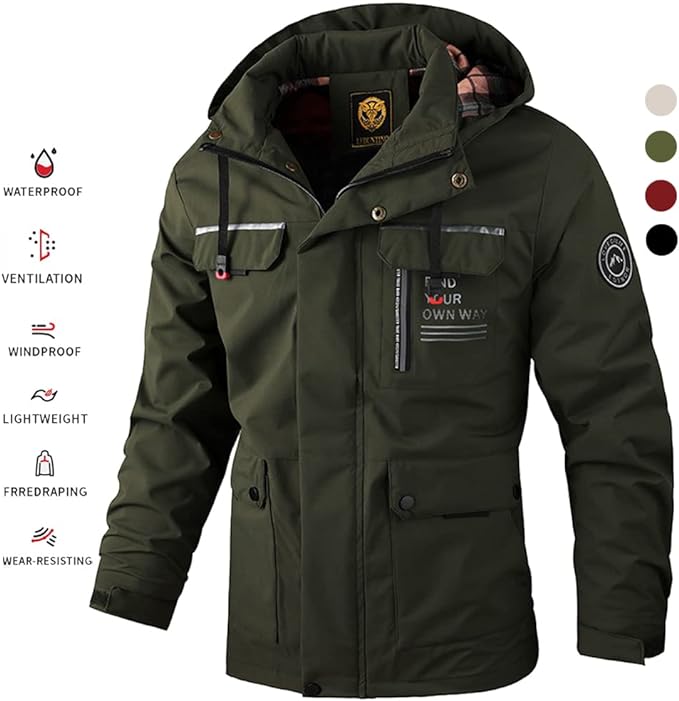 🔥✨【M-6XL】Nova jesensko-zimska modna moška debela topla vetrovno-vodoodporna jakna za leto 2025