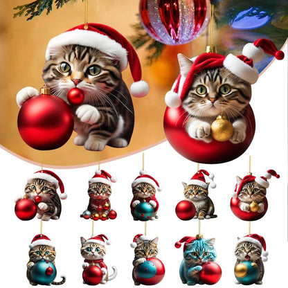 【Promocija - 50 % popust】🎄10 kosov😻 Okraski za božično drevo Katie. Viseči mačji dodatki-avtomobilski dodatki