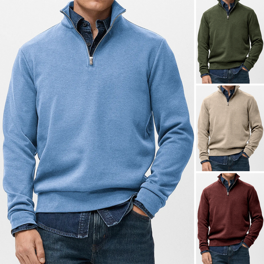 【50% sleva】👔【S-5XL】Nová pánská mikina s dlouhým rukávem, polovičním zipem a stojáčkem. Všestranná mikina