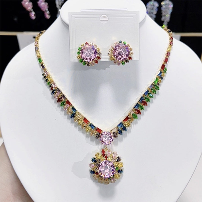 💎 ✨ Lśniący komplet naszyjnika i kolczyków z cyrkonii sześciennych: ponadczasowa elegancja, idealny prezent, idealny na śluby, przyjęcia lub jako luksusowy dodatek na co dzień 💍