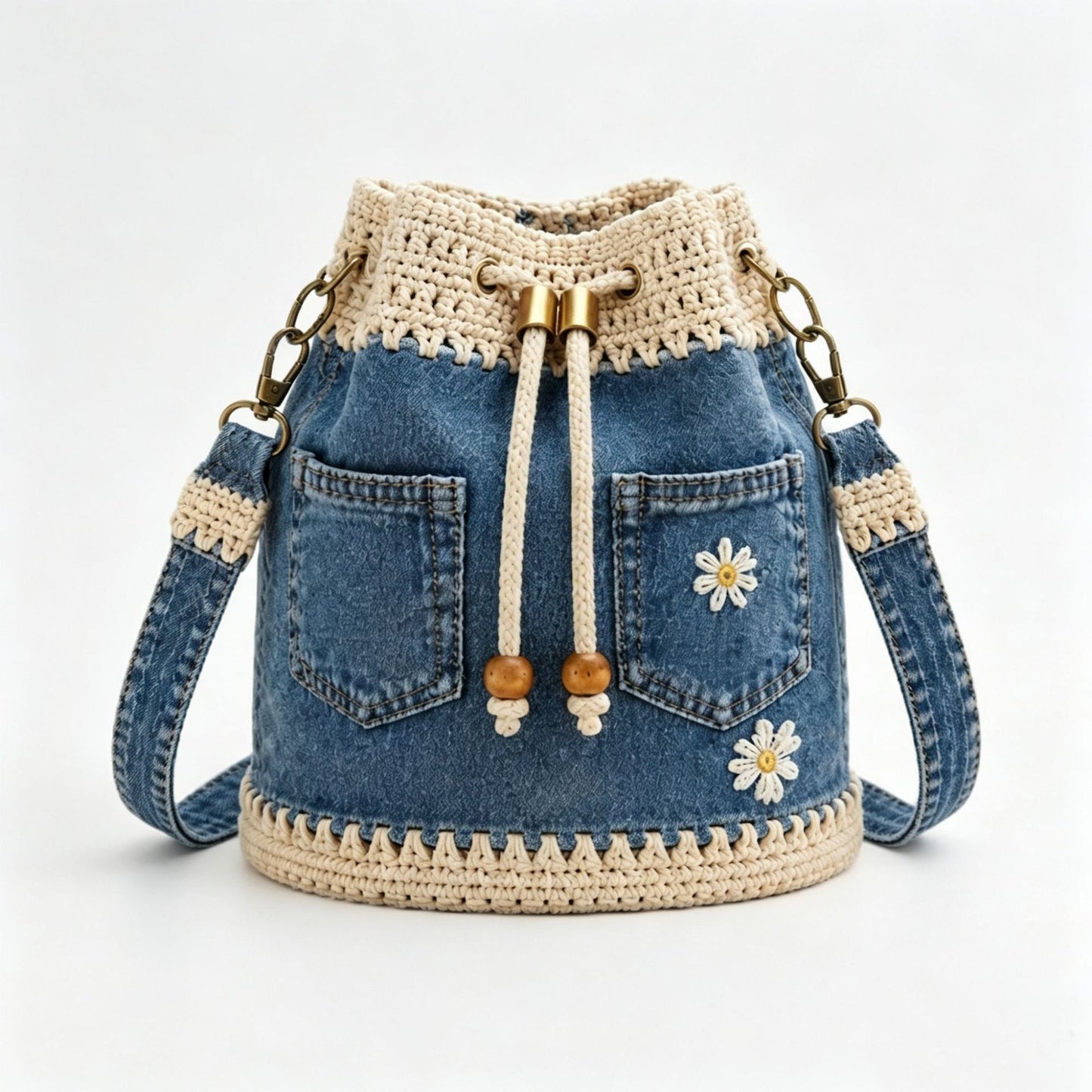 Pleciona torba jeansowa w stylu boho, która dopełni każdą stylizację ✨