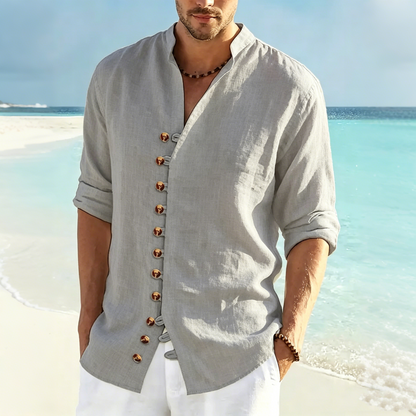 👔50% de descuento🔥 Camisa de verano de manga larga para hombre, confeccionada en lino y algodón ✅️Pago contra entrega