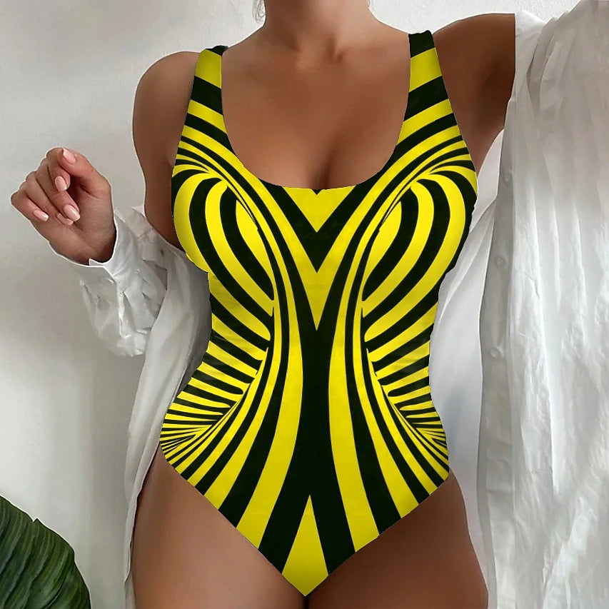 🥰【Sleva v rámci propagační akce 50%】🔥🔥【S~6XL】Pruhované jednodílné rychleschnoucí plavky