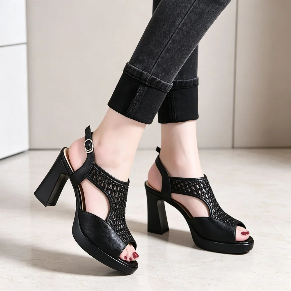 【35-40】👡2026 nowe letnie sandały, płaski obcas, odkryte palce, gruba podeszwa i płaski obcas, w kształcie ryby (wysokość obcasa 5/7 cm)