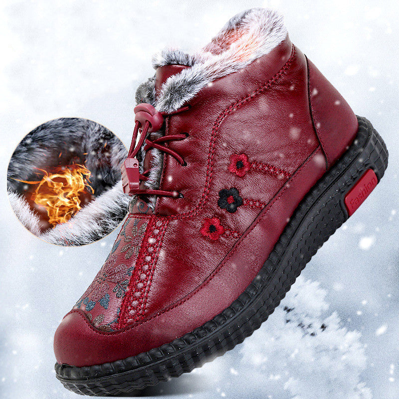 🔥50% отстъпка + Безплатна доставка🔥【35-40】Дамски боти до глезена от естествена кожа, неплъзгащи се и изолирани,