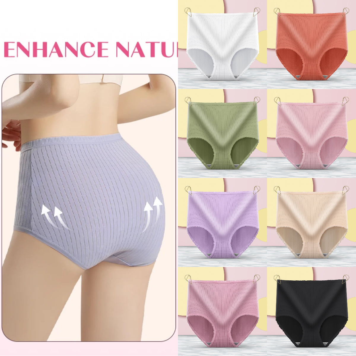 💖【8 bucăți】【50% reducere】 Chiloți antibacterieni impermeabili cu talie înaltă