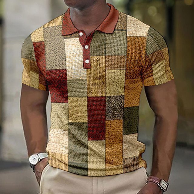 💥👕【S-5XL】Moška polo majica za prosti čas z geometrijskim potiskom 2025