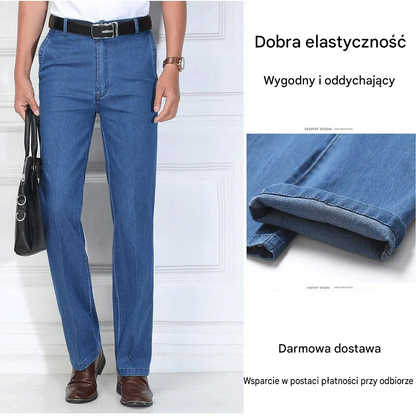 🙋‍♂️👖 Nowe męskie elastyczne, oddychające jeansy z wysokim stanem