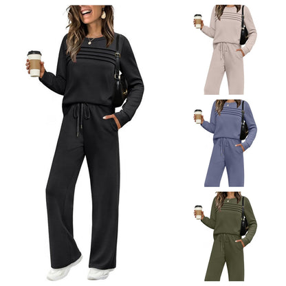 【🥇Szuper Érték-50% kedvezmény】 👗 【40-100kg】 🔥 Női Hétköznapi Sportruházat, Kerek nyakú felső + nadrág