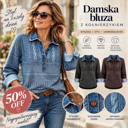 🎀🎁Nowa modna damska bluza z półkołnierzem, swobodna i wielofunkcyjna, 2026