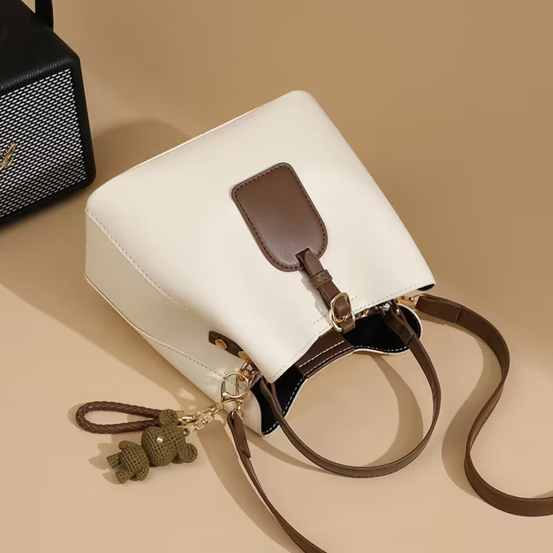 Ženska bež in rjava torba z več predelki, primerna za vsakodnevno uporabo, priložnostne priložnosti in poslovne priložnosti - Tote Bag，Priložen ljubki obesek za ključe