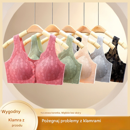 😇【50% zniżki】【4 sztuki】🔥Biustonosz damski zapinany z przodu i bez koronki❤️【40-100 kg】
