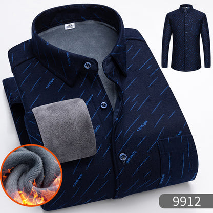 🔥Зимна разпродажба - 50% отстъпка👔Есенно-зимна топла бизнес риза с дълъг ръкав