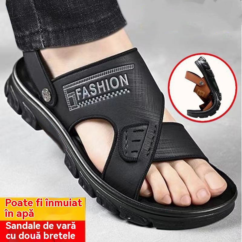 🐂【50% sleva】【38-47】Nové pánské kožené plážové sandály s tlustou podrážkou