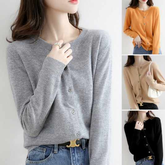 【40-80 kg】Jesensko-zimski pleteni kašmirski kardigan za sezonu 2025., pogodan za svakodnevno nošenje i jednobojno nošenje.