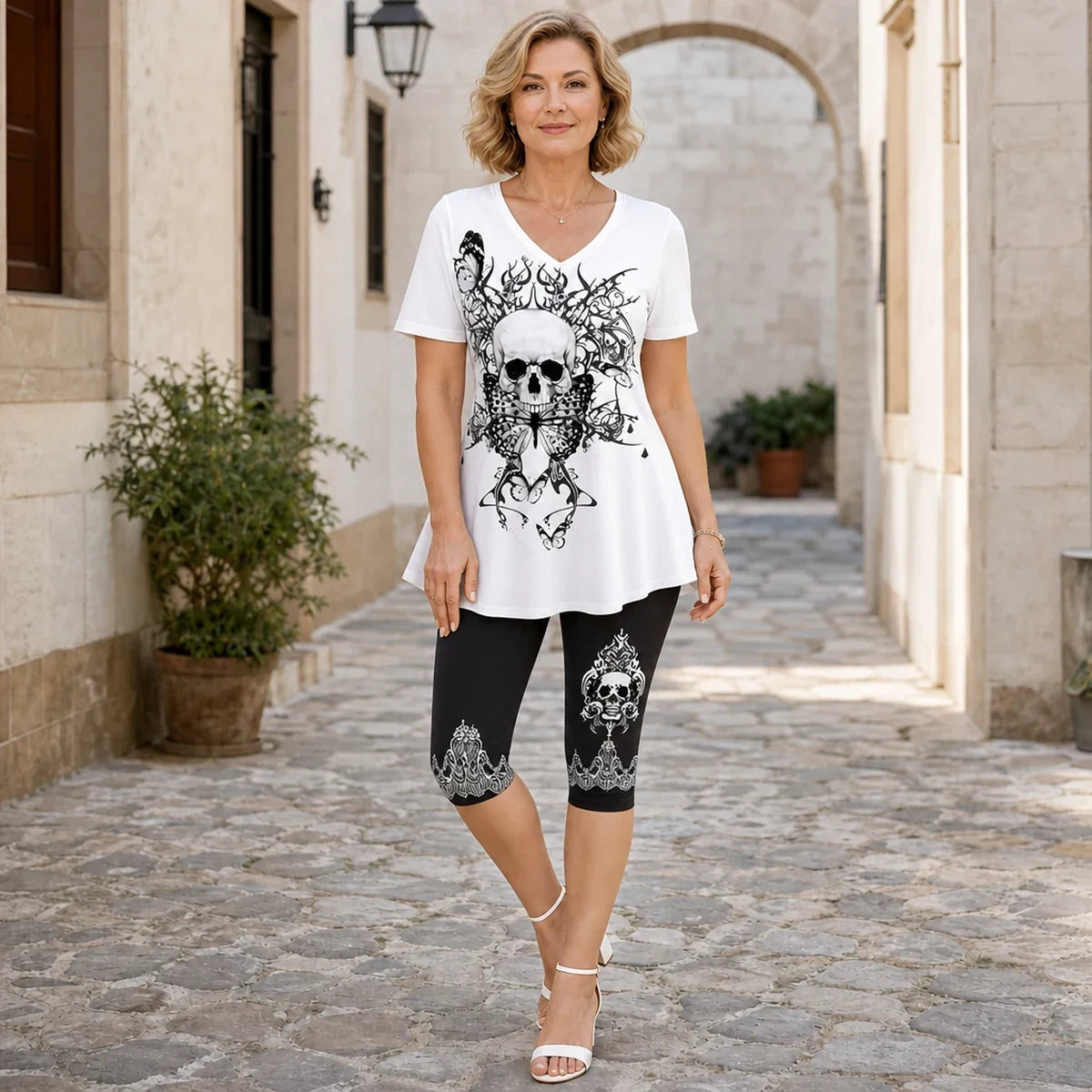 [S-5XL] Stylowy, swobodny komplet garniturowy, gradientowy nadruk motyli, modny i modny