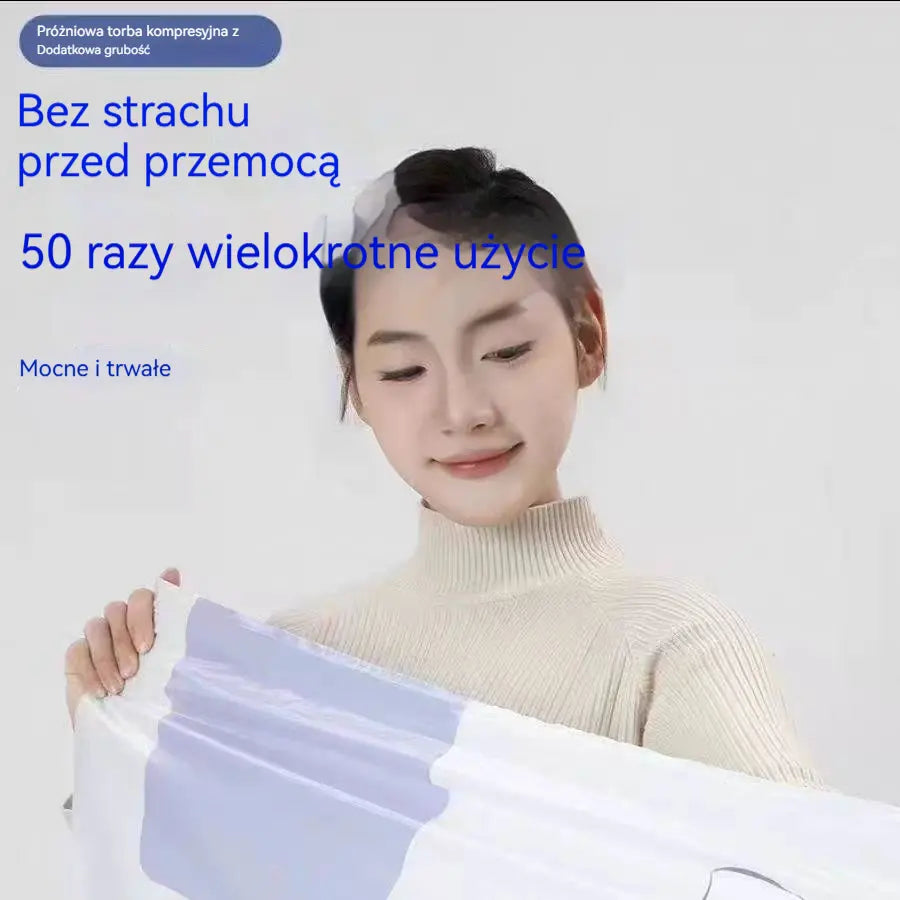 🧳【Zestaw 5 sztuk】💨 Duży, kompresyjny worek próżniowy: Nie wymaga pompki, jest szczelny i idealny do oszczędzania miejsca w walizkach oraz w domu ✈️