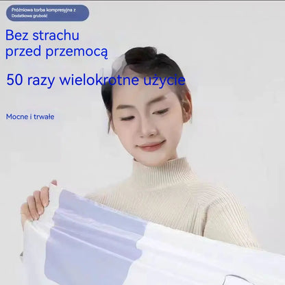 🧳【Zestaw 5 sztuk】💨 Duży, kompresyjny worek próżniowy: Nie wymaga pompki, jest szczelny i idealny do oszczędzania miejsca w walizkach oraz w domu ✈️
