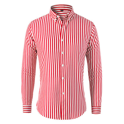 🔥👕【M-5XL】Мъжка бизнес риза с дълъг ръкав на райета 2026