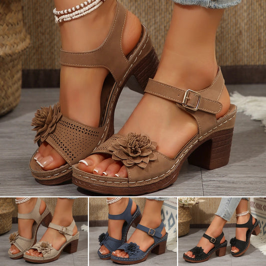 【🔥Časovno omejen popust】【36-43】Elegantni ženski sandali z odprtimi prsti in cvetličnimi okraski