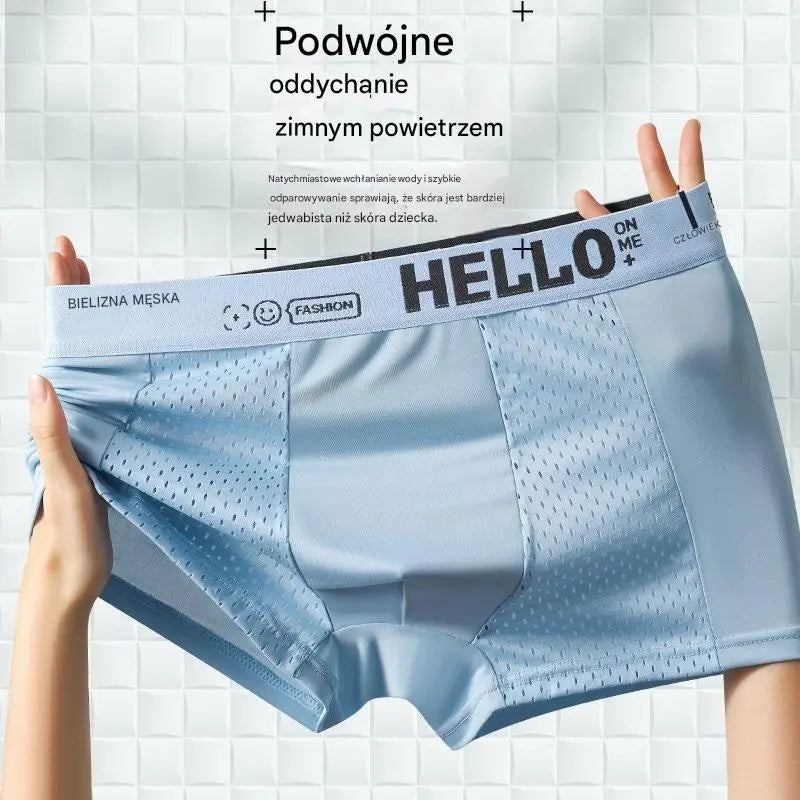 【Kupite 3, dobite 3 gratis】🔵Moške zračne boksarice iz ledeno svilene mreže