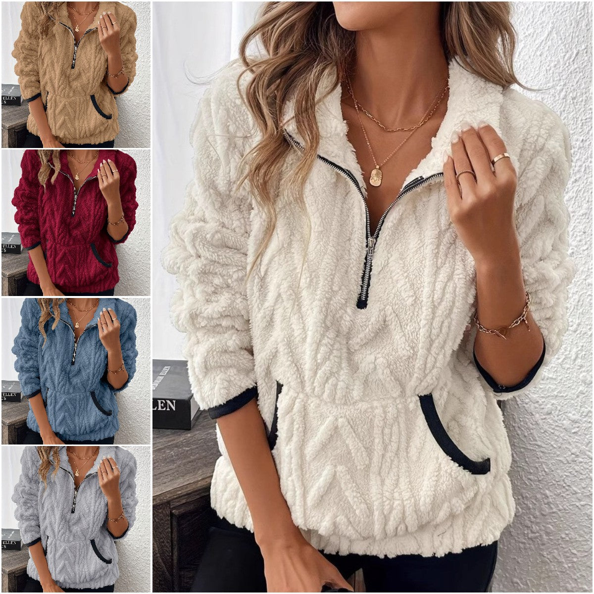 【🔥Nova vroča razprodaja🔥50 % popust】【S-3XL】🎀🎀Jesensko-zimska nova evropska kratka jopa s polovično zadrgo za leto 2025