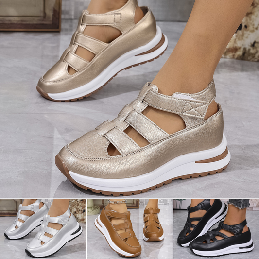 ✨50% de descuento✨【36-43】Sandalias de mujer de tallas grandes 2026, nuevas sandalias romanas de cuña a la moda con cierre de velcro. ✅Pago contra entrega