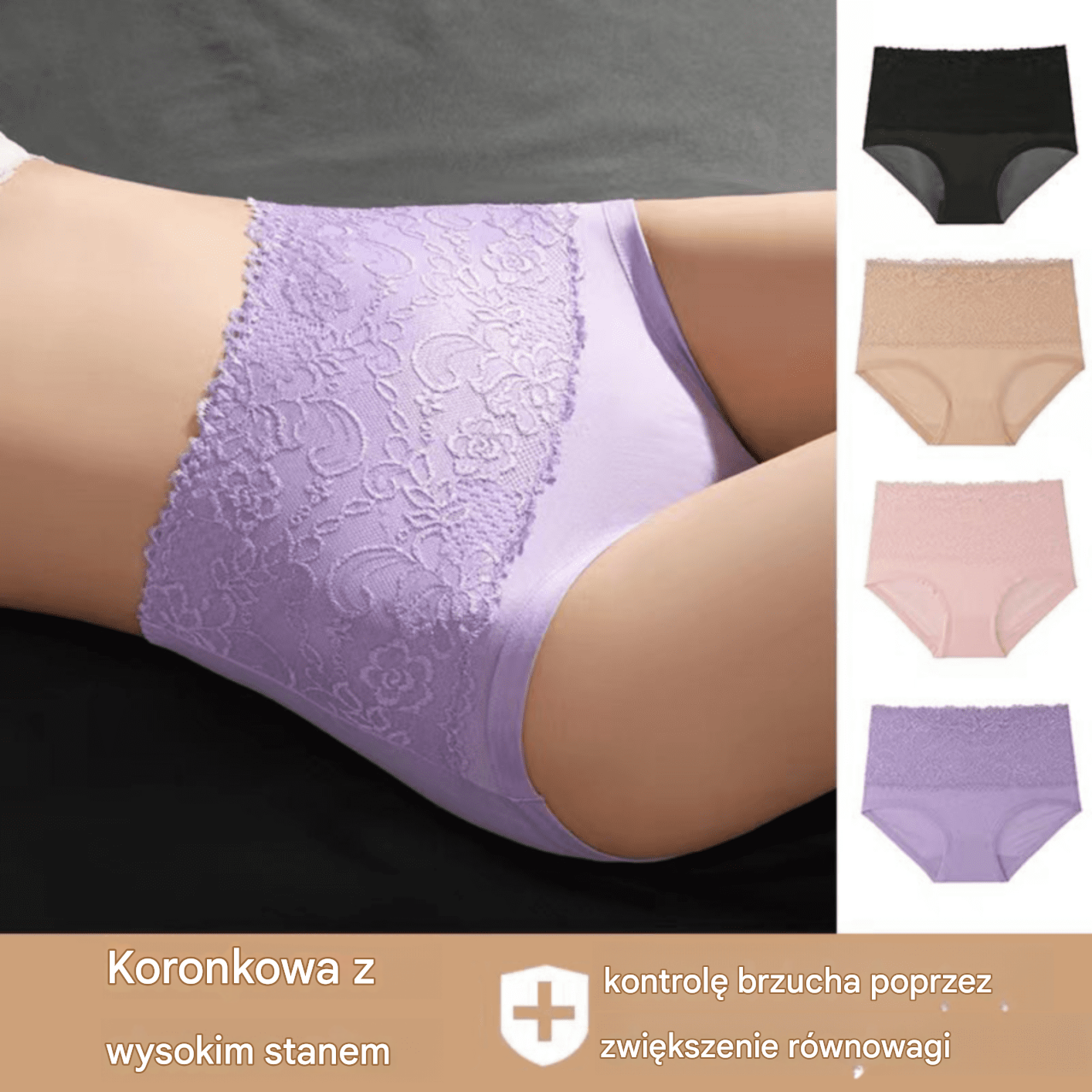 🔥【Kup 3, otrzymaj 3 gratis】🔥【4-125 kg】Koronkowe damskie majtki z wysokim stanem, modelujące brzuch bez ucisku, miękkie i wygodne, odpowiednie dla różnych typów sylwetki