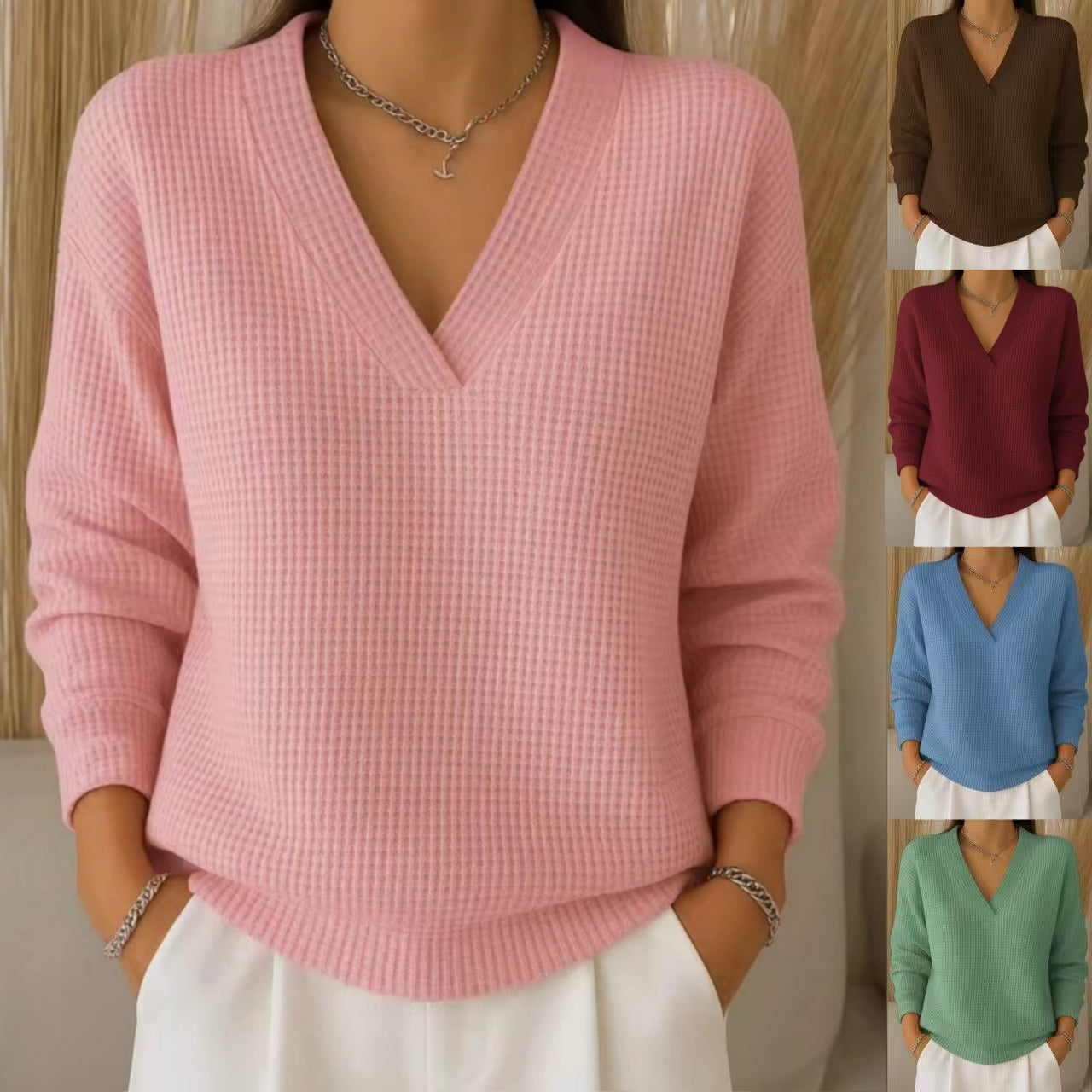 🔥 【S-3XL】 Elegantní a pohodlná dámská halenka s výstřihem do V