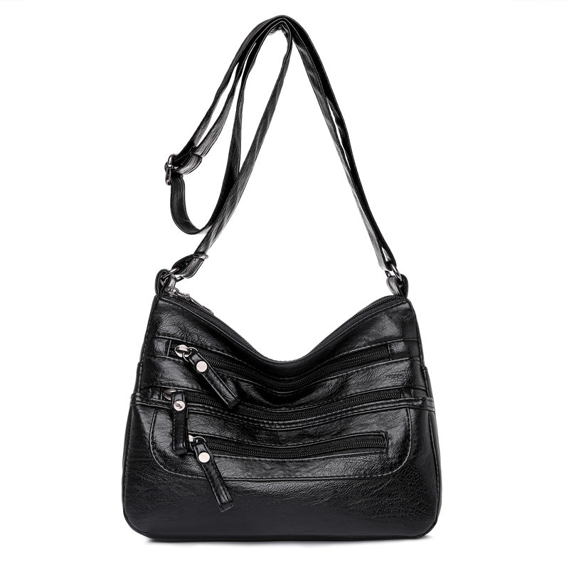 2025-ös új divatos, nagy kapacitású válltáska, többrétegű női hátizsák, könnyű és egyszerű, puha bőrből készült messenger táska