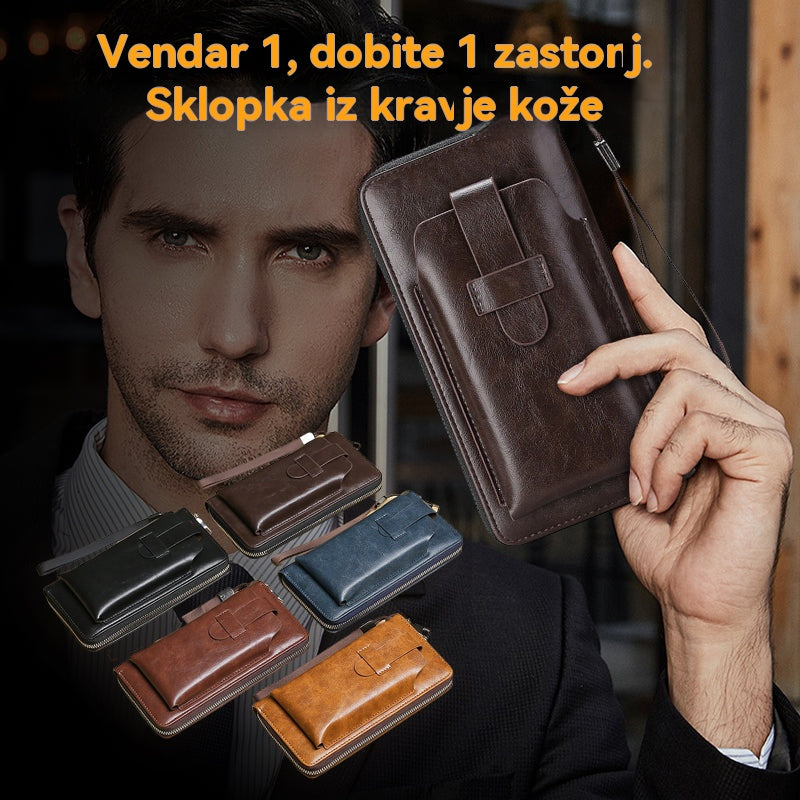 💼【Kupite 1, dobite 1 gratis】Nova ročno izdelana večnamenska moška denarnica iz pravega usnja