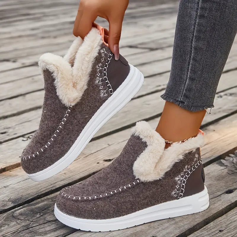 🔥【36-43】Dámske jednofarebné kotníkové topánky – s mäkkou kožušinovou podšívkou, voľnočasové a teplé