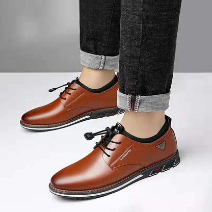 Oferta ograniczona czasowo🔥【rozmiary 38-48】Męskie biznesowe casualowe skórzane buty z okrągłym noskiem