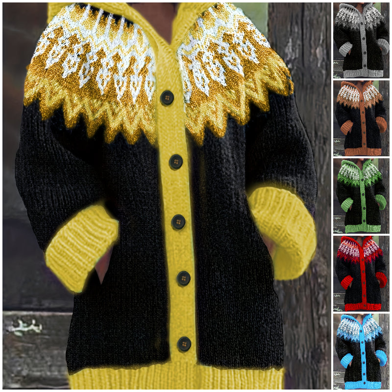 【50 % popust】【S~5XL】✨Elegantna, barvita retro jakna s kapuco