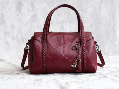 👜💟【50% отстъпка】Мека кожена чанта, дамска чанта, голям капацитет, три отделения, водоустойчива и устойчива на надраскване