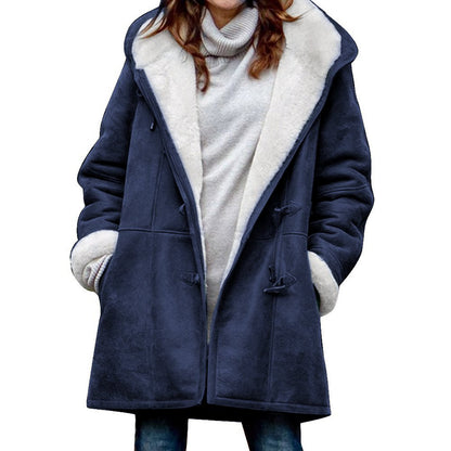 🥼🔥【Ограничена оферта 50%】💖[S-5XL] Ново модно топло дамско яке с качулка и велурена и вълнена подплата за 2025 г.