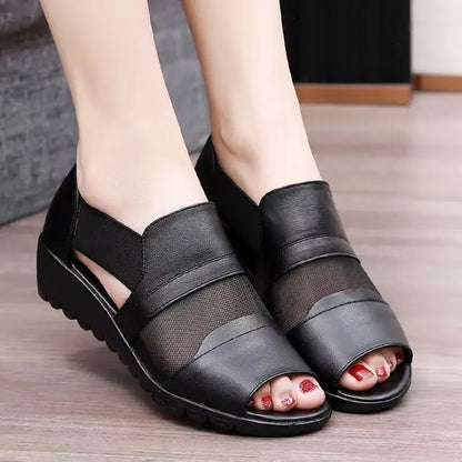 👡👡Елегантни сандали за майка: мека кожа, лека подметка на платформа, размери 35-41