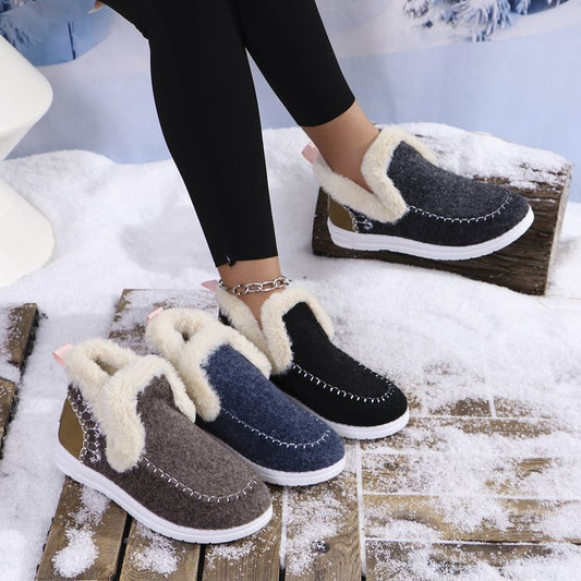 🔥【36-43】Dámske jednofarebné kotníkové topánky – s mäkkou kožušinovou podšívkou, voľnočasové a teplé