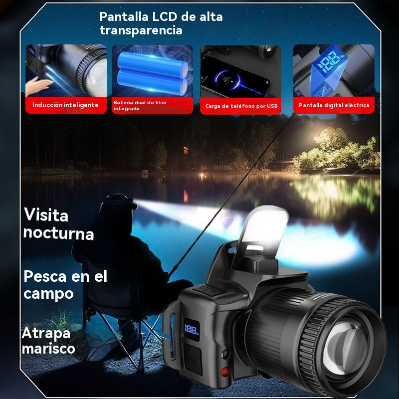 💡Potente linterna frontal de inducción para uso doméstico, uso al aire libre, zoom, largo alcance, recargable, larga duración, caminata nocturna, aventura, pesca nocturna✅️Pago contra entrega