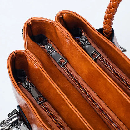 👜【Sleva 50 %】Vintage kožená bostonská kabelka, měkká kožená taška, lze nosit na rameni