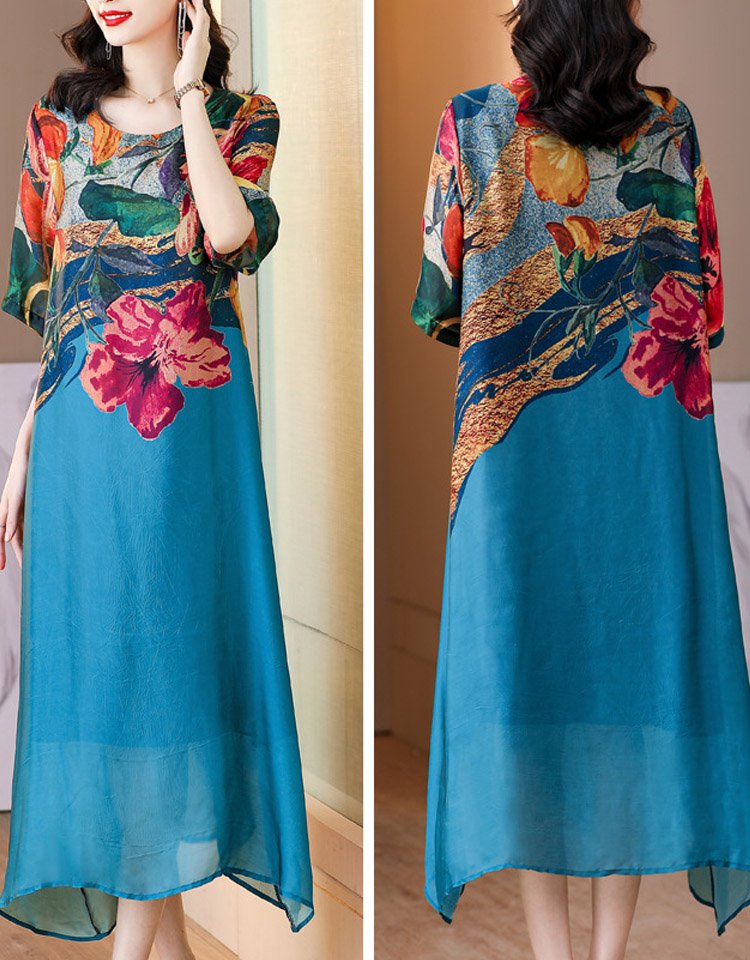 💖【SLEVA 50%】👗【M-5XL】Elegantní potištěné šaty