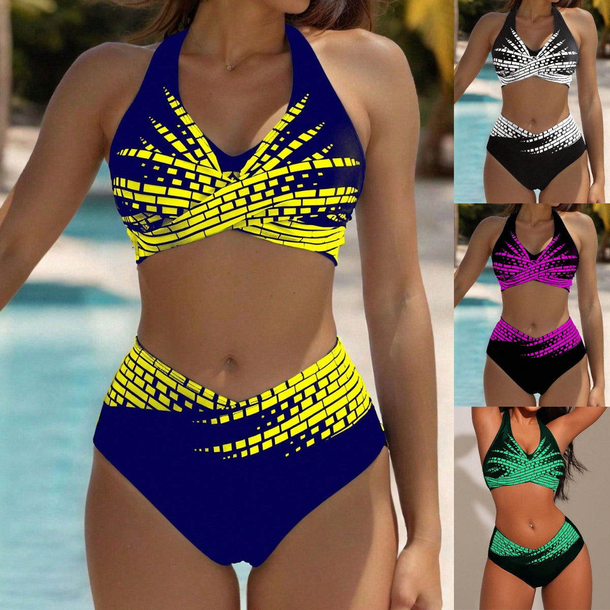 👙 【Отстъпка 50% 💥】【L–2XL】👉 Двуделен бански за жени с по-големи размери ✅ Висока талия ✅ Висока еластичност