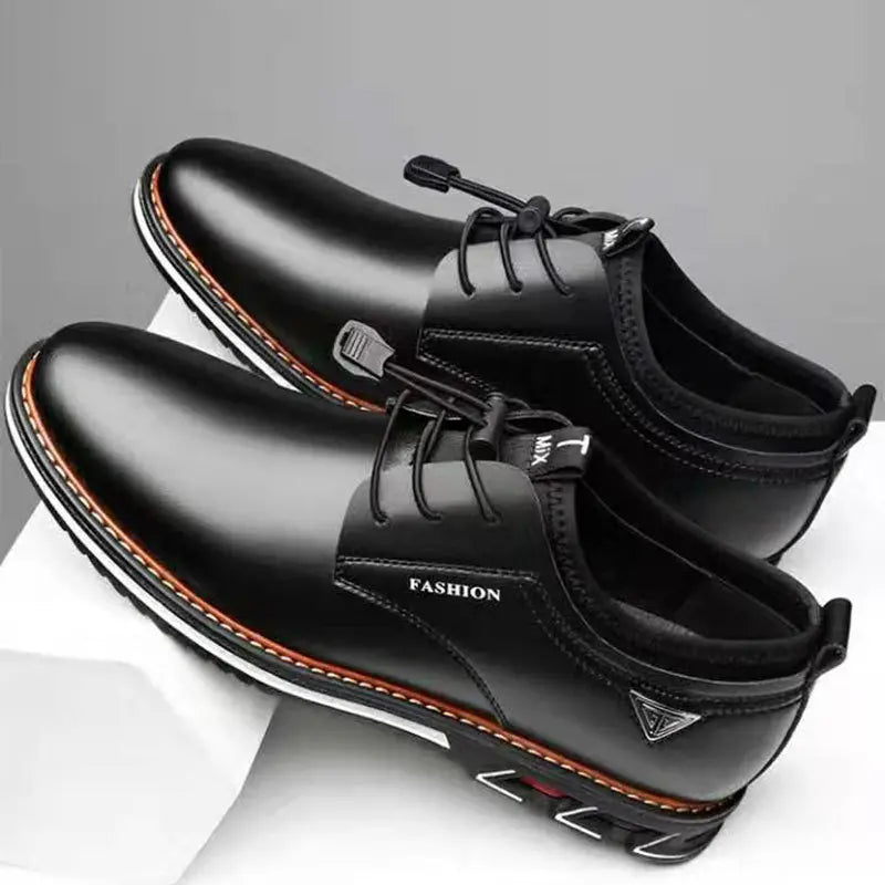 Oferta ograniczona czasowo🔥【rozmiary 38-48】Męskie biznesowe casualowe skórzane buty z okrągłym noskiem